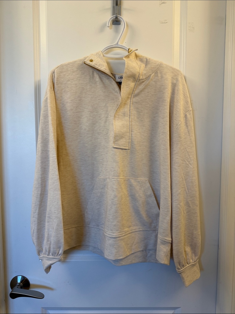 CAbi Cream Zip Hoodie with Gold Hardware